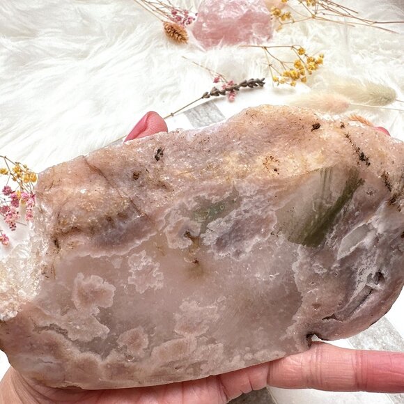 Beautiful Pink Amethyst with Flower Agate Slab - Picture 6 of 6